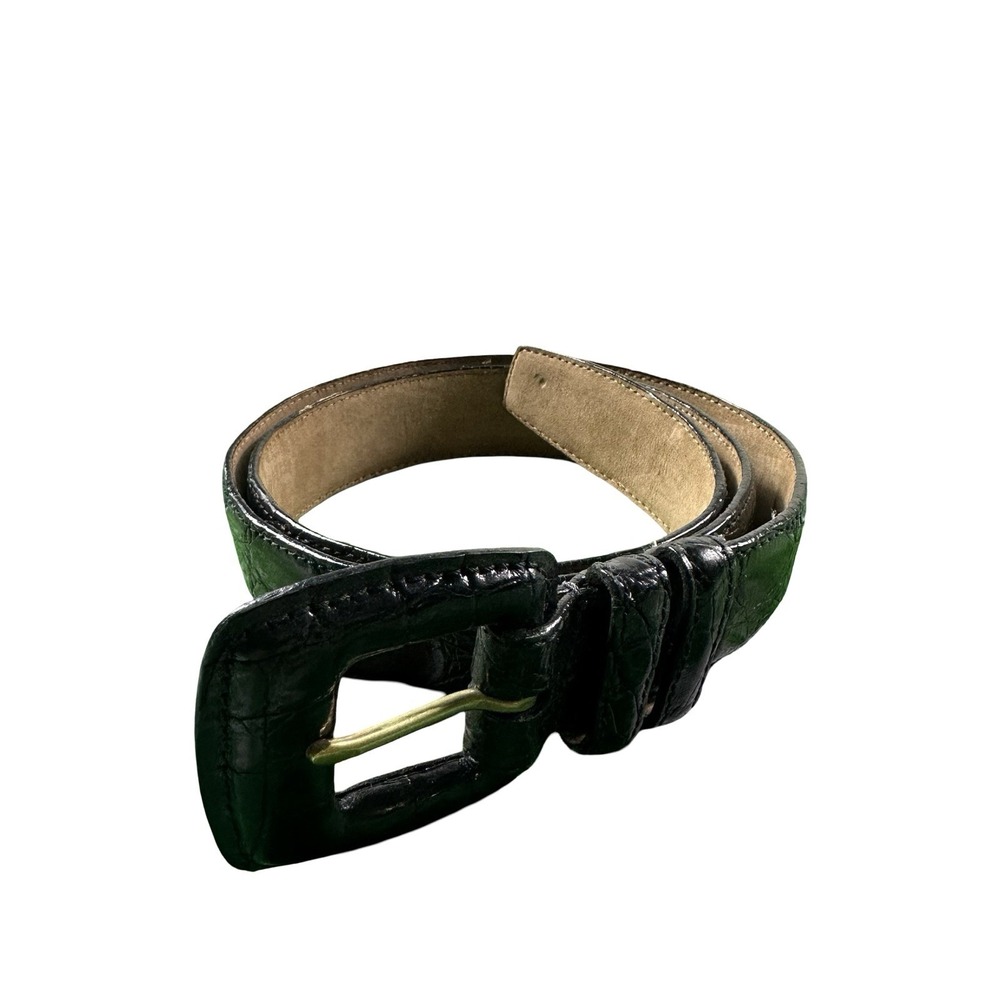 Bespoke Womens Black Genuine Crocodile 1.25 Inch Width Belt Size L 32 NWOT